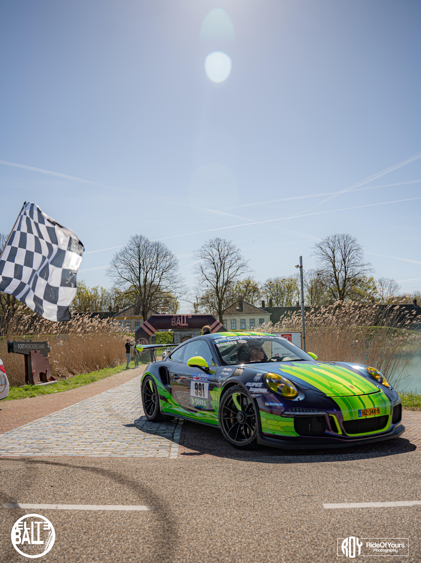 Porsche 911 GT3 RS met groene livery bij Fortwierickerschans